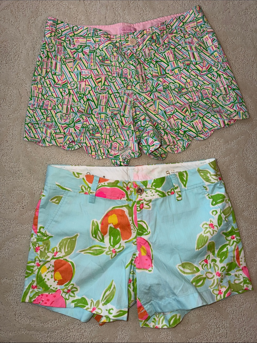 Lilly Pulitzer Two-Pair Lot Women's Shorts Set - Pink, Green, Light Blue
